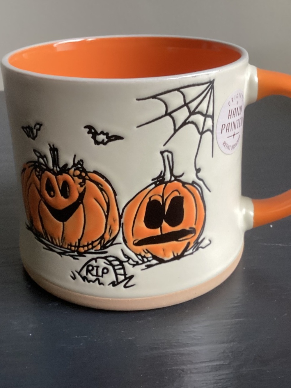 New Hand Painted Eli + Ana Embossed Halloween 17oz Coffee Mug Brand New!